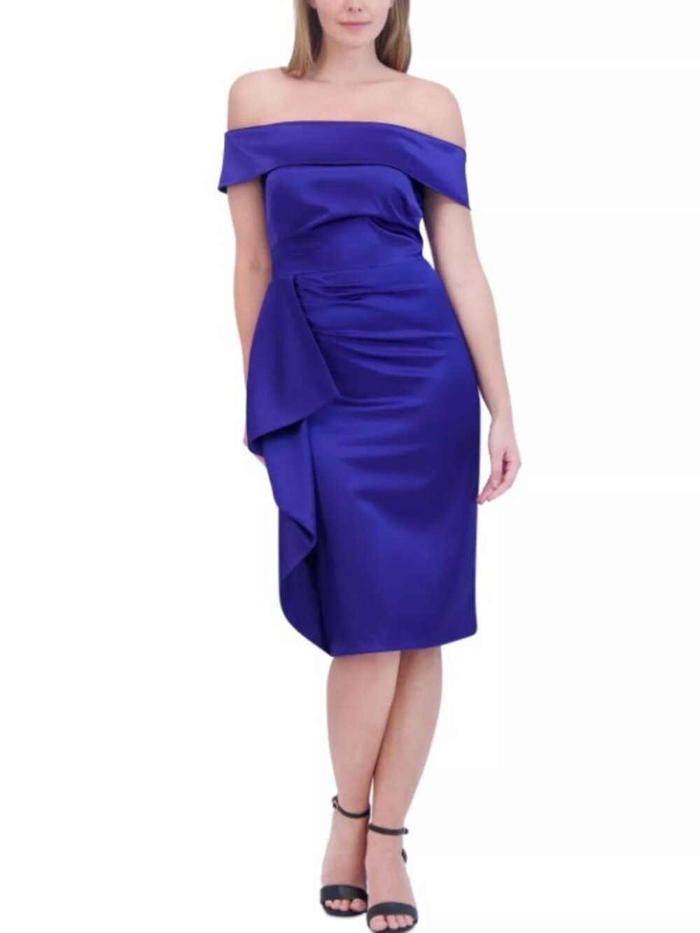 Eliza J Women's Off-The Shoulder Draped Sheath Dress Cobalt 6